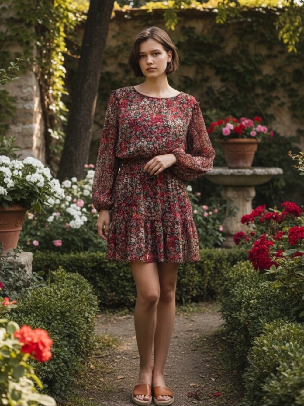 NWT LC Pleated long Sleeve floral tie waist Dress
Lined XXL NEW